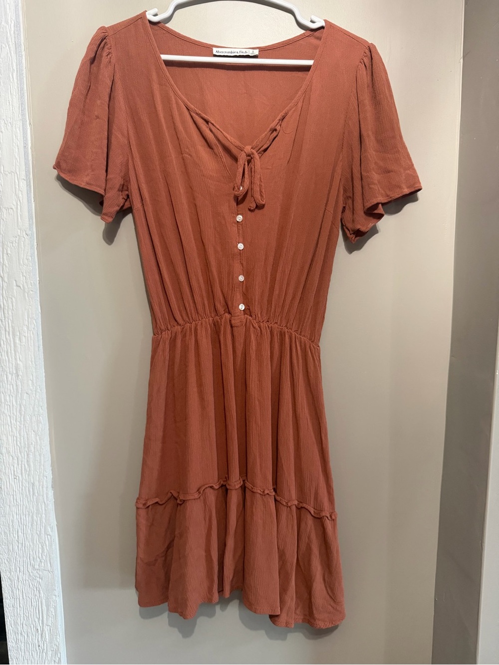 Abercrombie & Fitch Rust Tie-Detail Mini Dress
